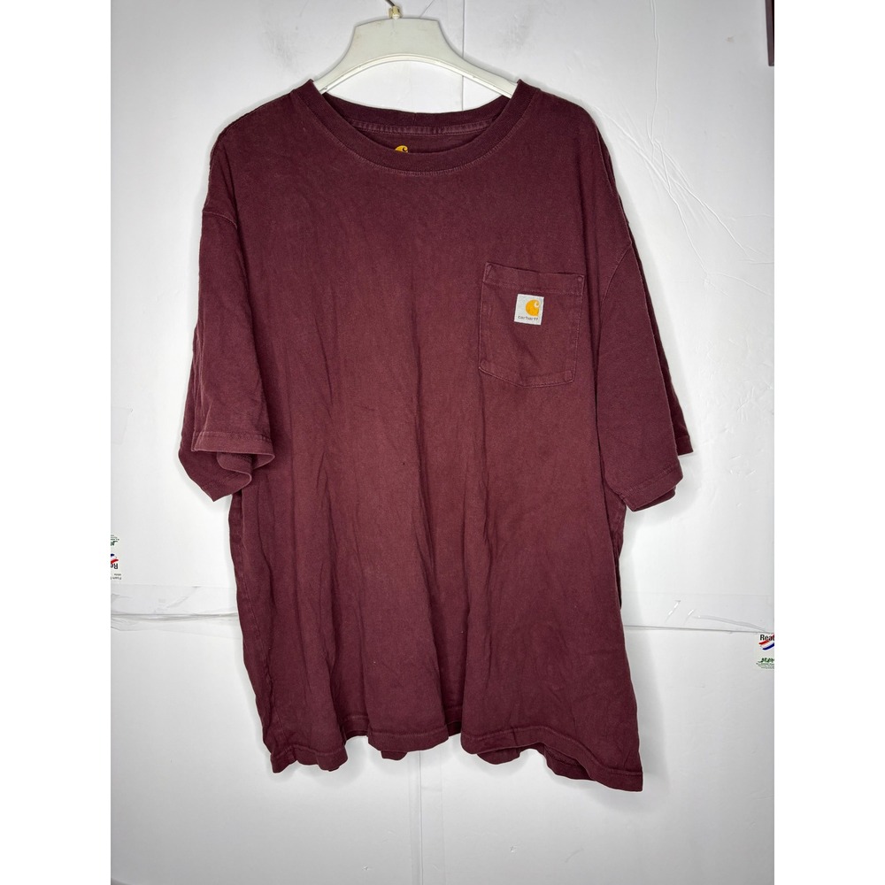 Carhartt Mens K87 Heavyweight Pocket T-Shirt 3XL Burgundy Maroon Original Fit